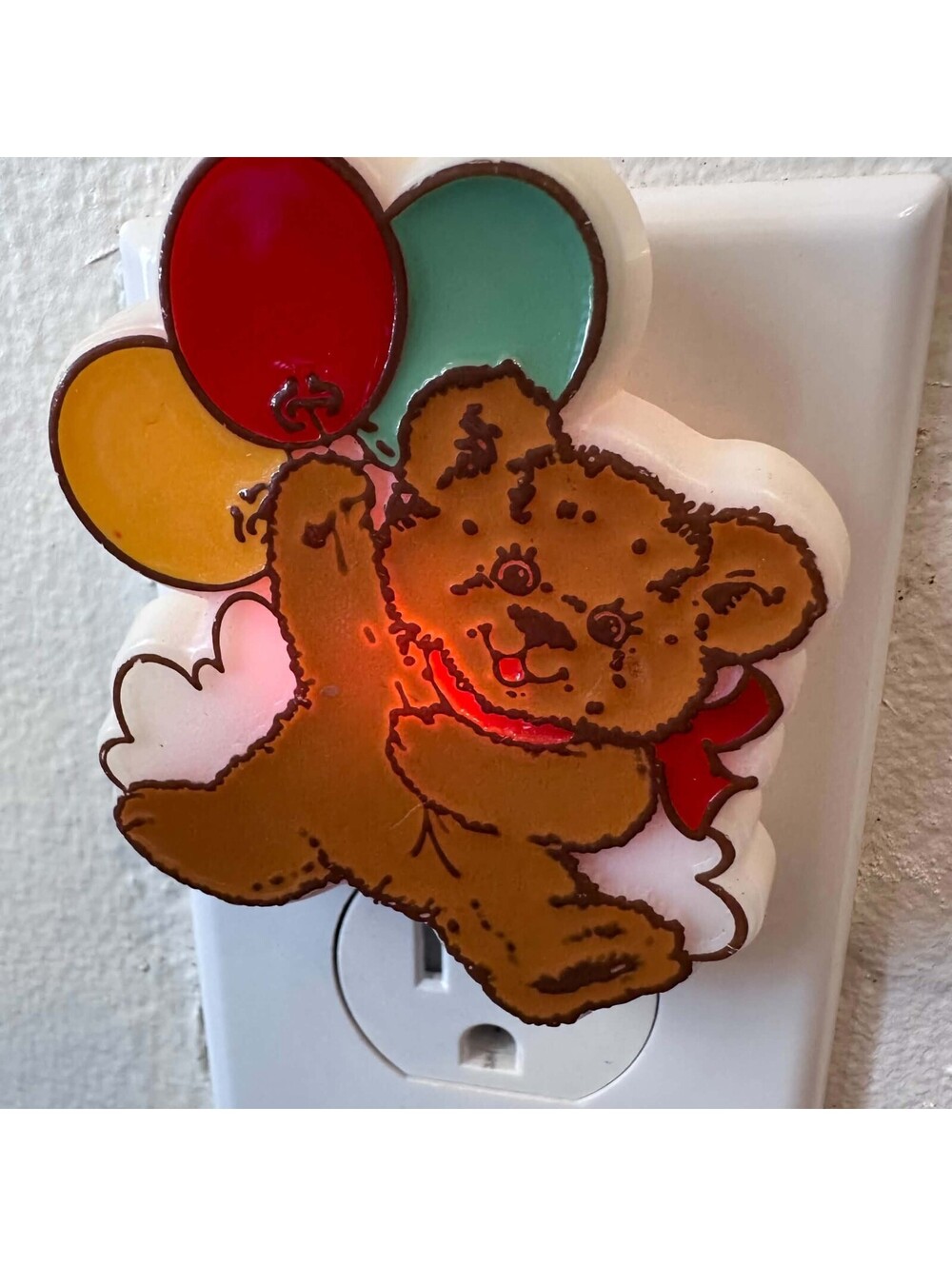 Vintage 1986 Monogram Teddy Bear Balloons Plug In Night Light USA EUC